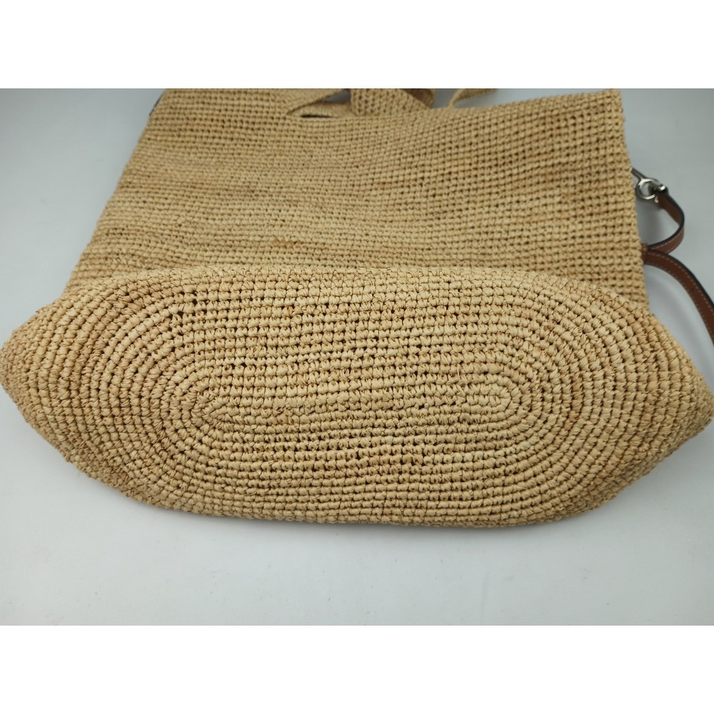 LOEWE x Paula’s Ibiza Slit Natural Brown Leather Raffia Hobo Tote Bag - Picture 5 of 7